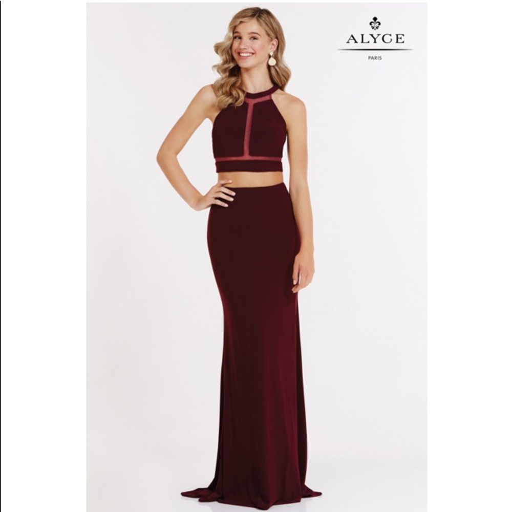 Alyce Paris Burgundy Prom Dress Two Piece